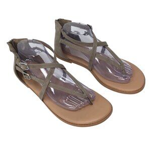 Torrid Sandals Women's Size 9.4 WW Wide Strappy Flats Gladiator Ankle Zipper